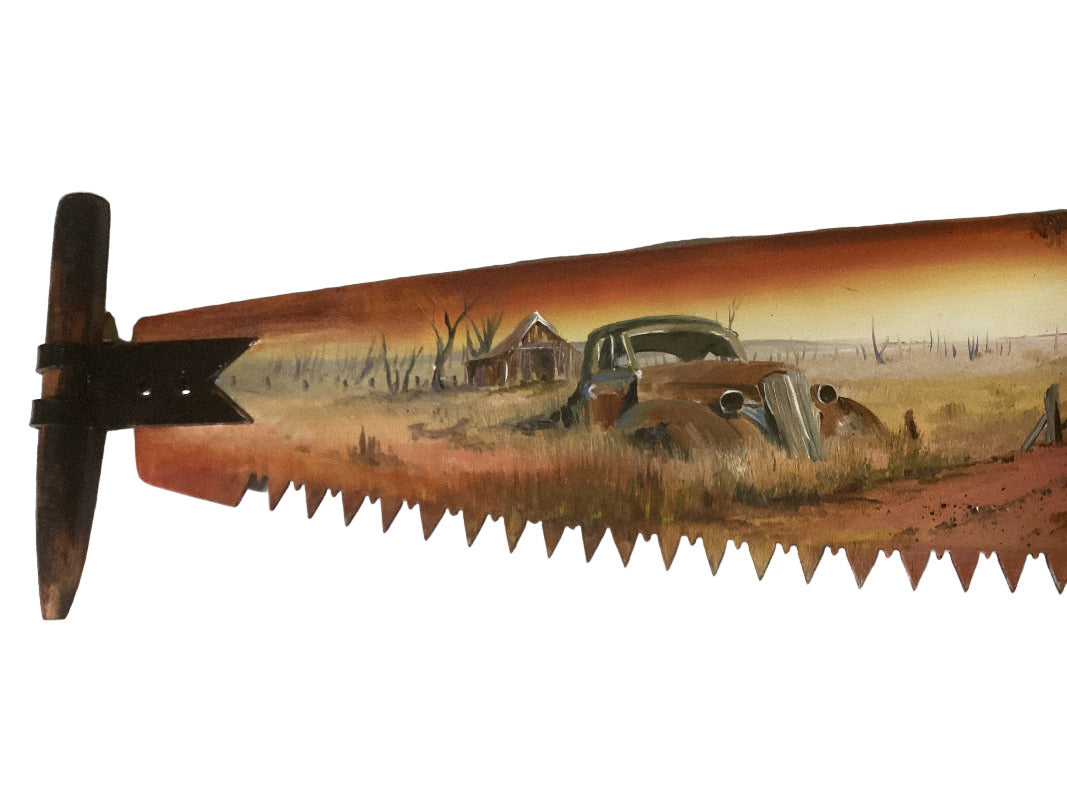 Farm Scene - Hand Painted Miniature Crosscut Saws By Artist Susan Hend Russell-Hand Picked Imports
