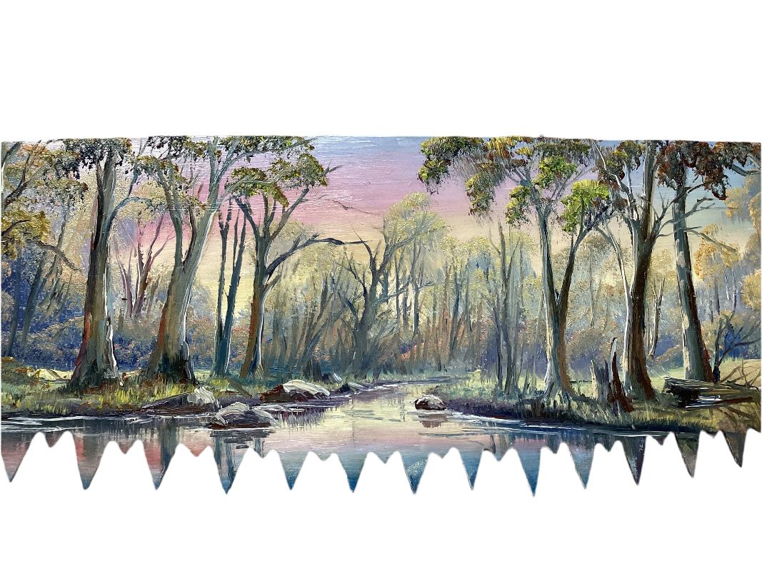 Hand Painted Miniature Crosscut Saws By Artist Susan Hend Russell-Hand Picked Imports