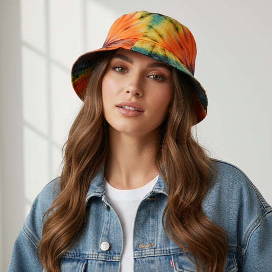 Funky Unisex Reversible Cotton Printed Tie Dye Bucket Hat-Hand Picked Imports