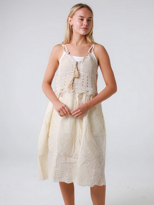 Ladies Cream Coloured Cotton and Lace Dress Size 6 to 10 by Isabella-Hand Picked Imports
