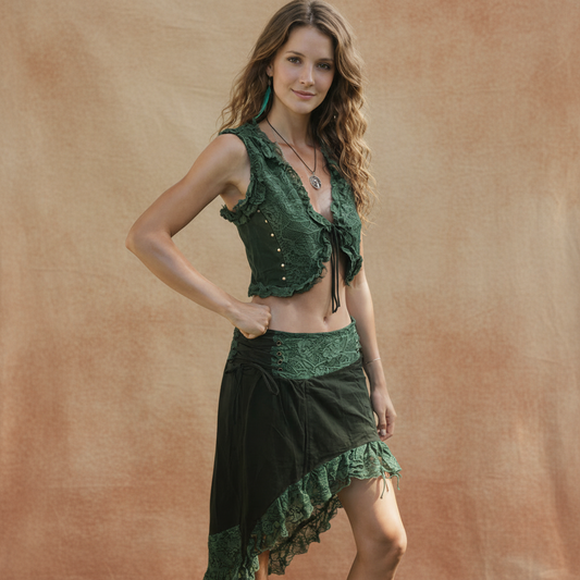 Ladies Festival Doof BoHo Cotton and Lace Pixie Skirts and Tops.-Hand Picked Imports