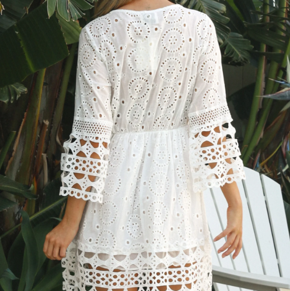 Willow White Broderie Anglaise Mini Dress 2 sizes-Hand Picked Imports