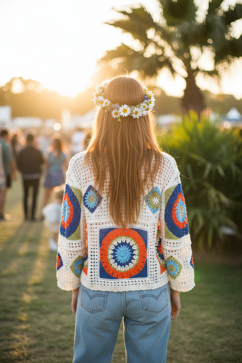Ladies Colourful Crochet Top – Medium-Hand Picked Imports