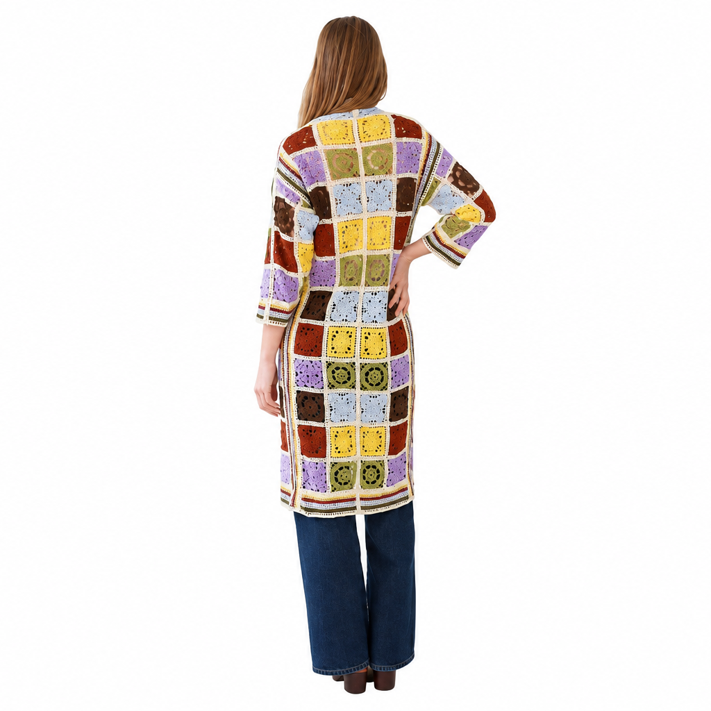 Ladies Colourful Crochet Kimono Cardigan – Medium-Hand Picked Imports