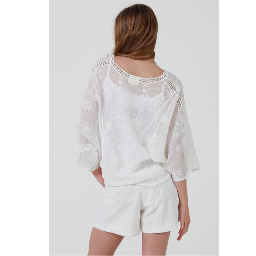 Ladies White Boho Lace Top Size 10 - 14-Hand Picked Imports