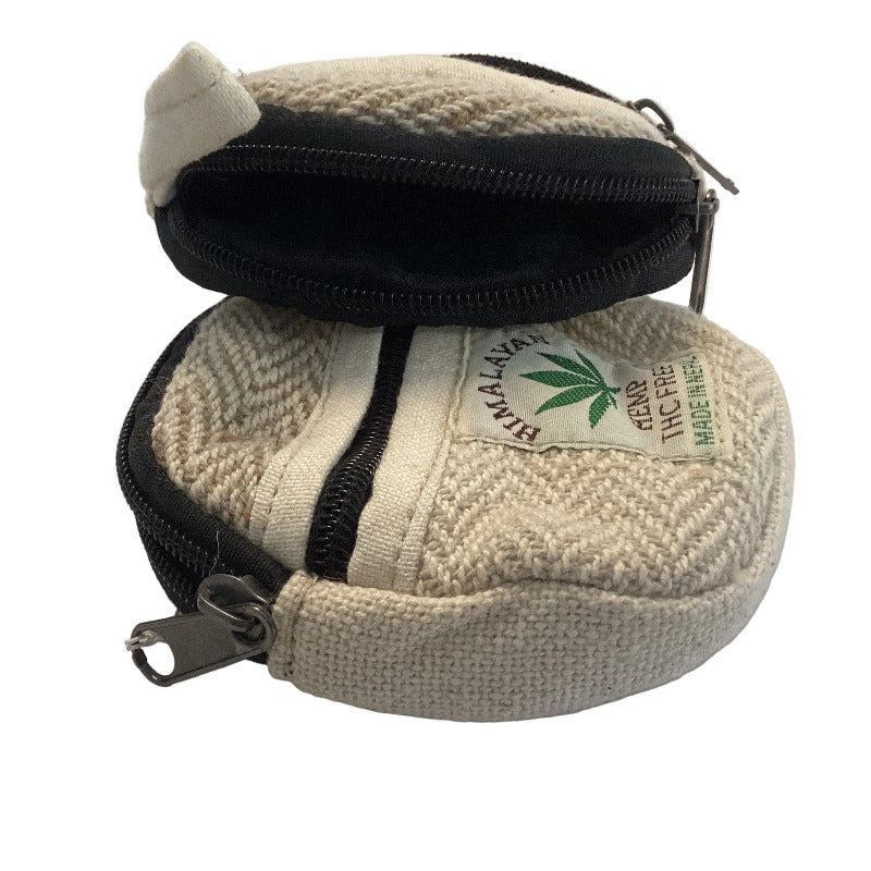 Small Round Hemp Coin Purse Handcrafted in Nepal-Hand Picked Imports