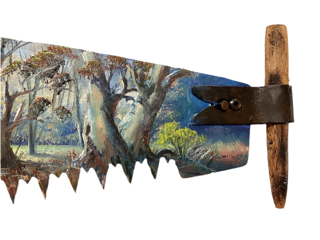 Hand Painted Miniature Crosscut Saws By Artist Susan Hend Russell-Hand Picked Imports