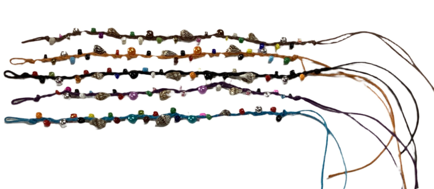 Adjustable Wax Anklet With Beads & Shells-Hand Picked Imports