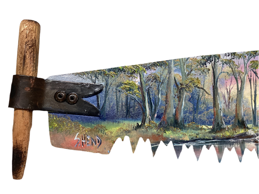 Hand Painted Miniature Crosscut Saws By Artist Susan Hend Russell-Hand Picked Imports
