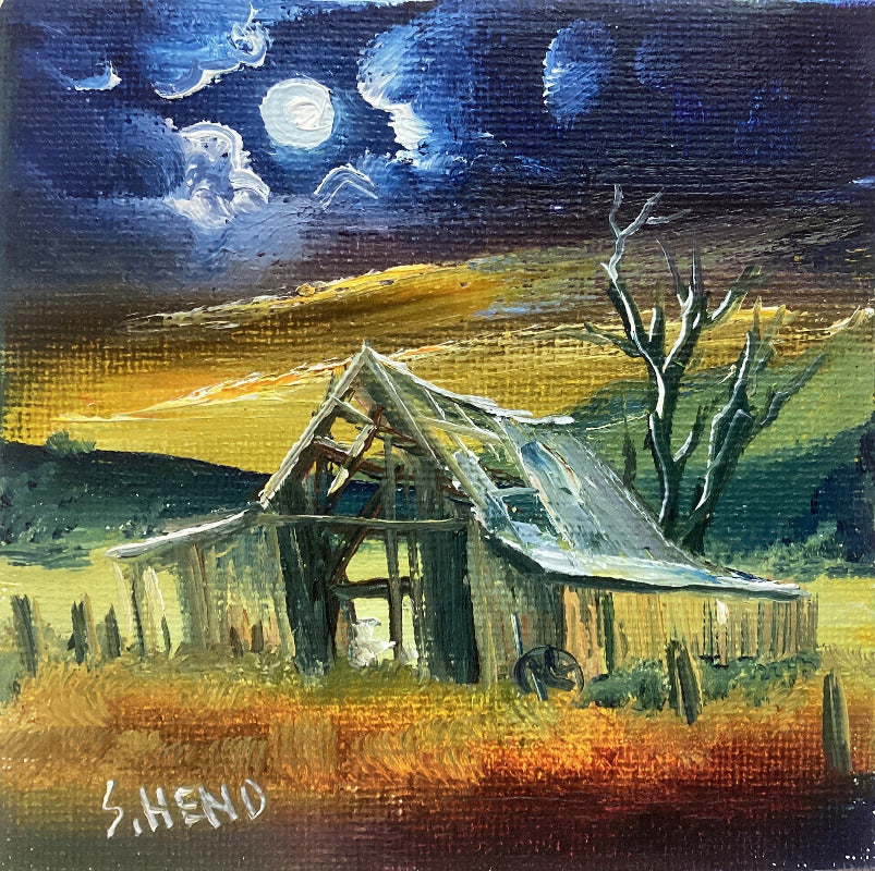 Miniature Oil Paintings on Canvases with Easel By Susan Hend Russell Size 10x10cm-Hand Picked Imports