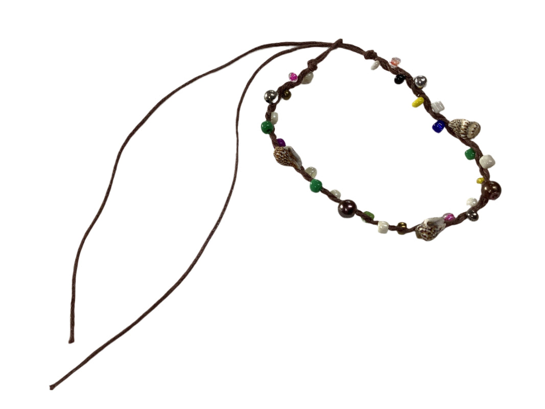 Adjustable Wax Anklet With Beads & Shells-Hand Picked Imports