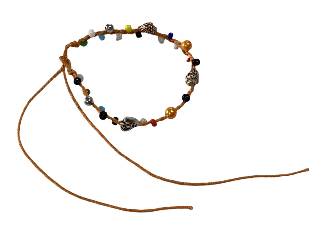 Adjustable Wax Anklet With Beads & Shells-Hand Picked Imports