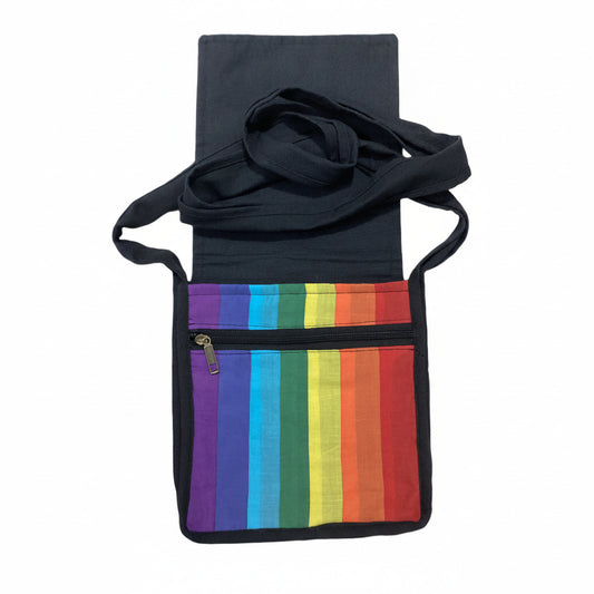 Hippie BoHo Festival Striped Rainbow Bag Made in India 26x26cm-Hand Picked Imports