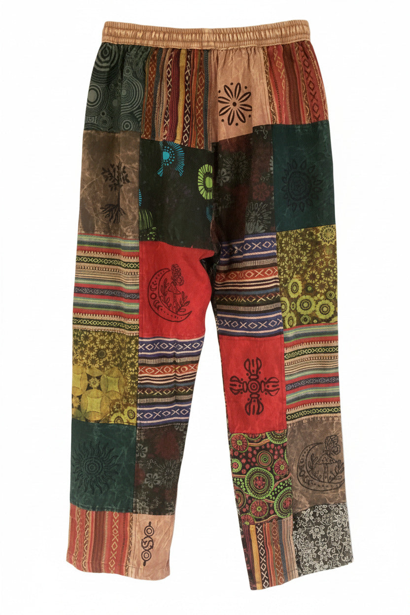 Men's/ Unisex Thick Cotton Winter Patchwork Hippie Pants From Nepal Size 3XL-Hand Picked Imports