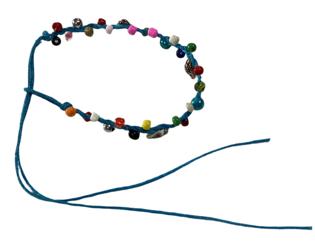 Adjustable Wax Anklet With Beads & Shells-Hand Picked Imports