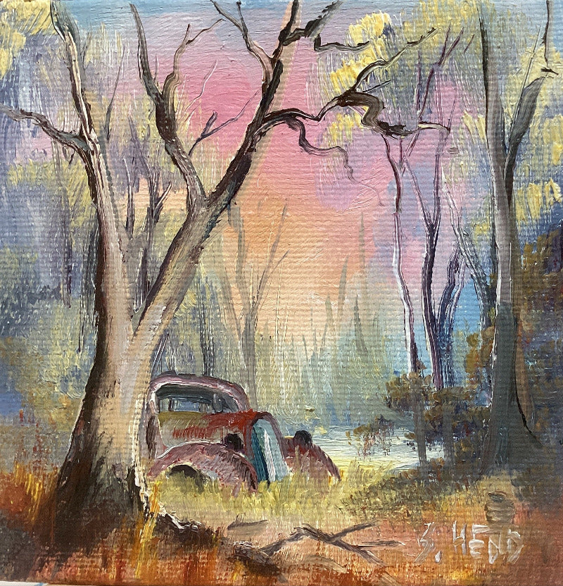 Miniature Oil Paintings on Canvases with Easel By Susan Hend Russell Size 10x10cm-Hand Picked Imports