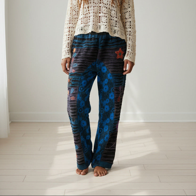 Van Ladies Razer Cut Hand Embroidered Hippie festival Winter Pants from Nepal-Hand Picked Imports