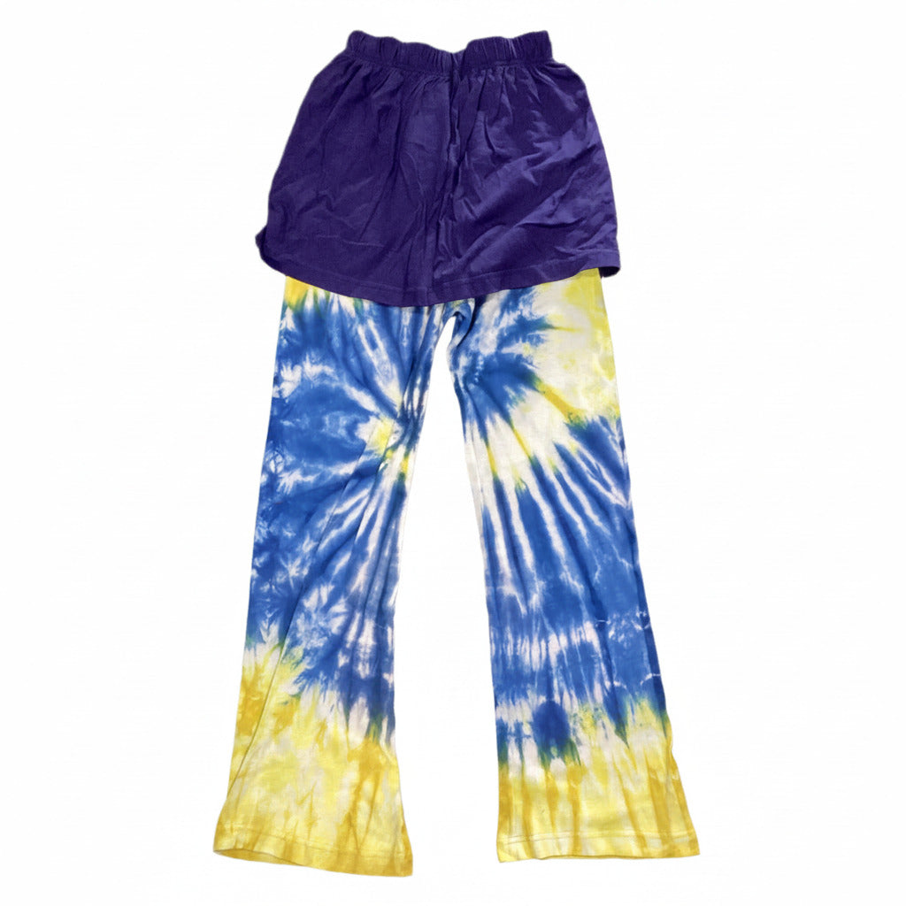 Ladies Tie-Dyed Hippie BoHo Festival Pants/tights with Skirt Size 10 to 12-Hand Picked Imports