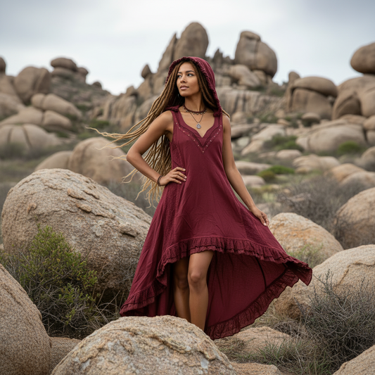 Ladies Lace Boho Festival Dress with Hood Size 12 to 16-Hand Picked Imports