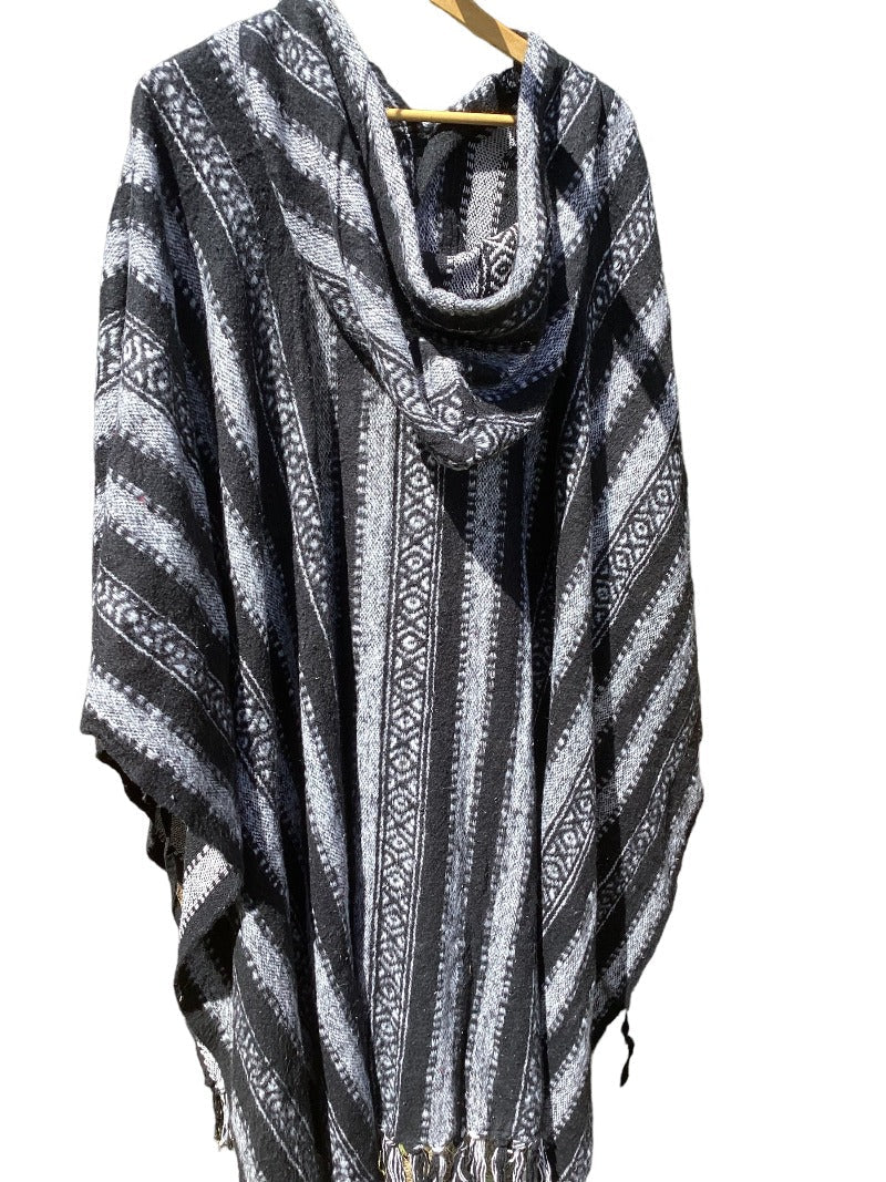 Unisex Winter Brushed Cotton Hooded Ponchos Free Size Made in Nepal-Hand Picked Imports