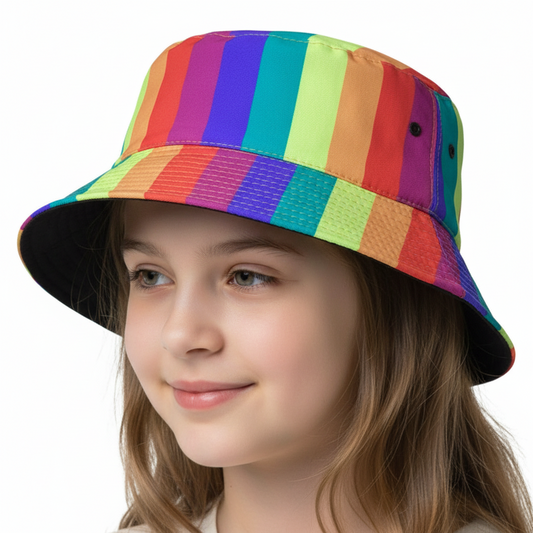 Unisex Rainbow Reversible Cotton Printed Bucket Hat-Hand Picked Imports