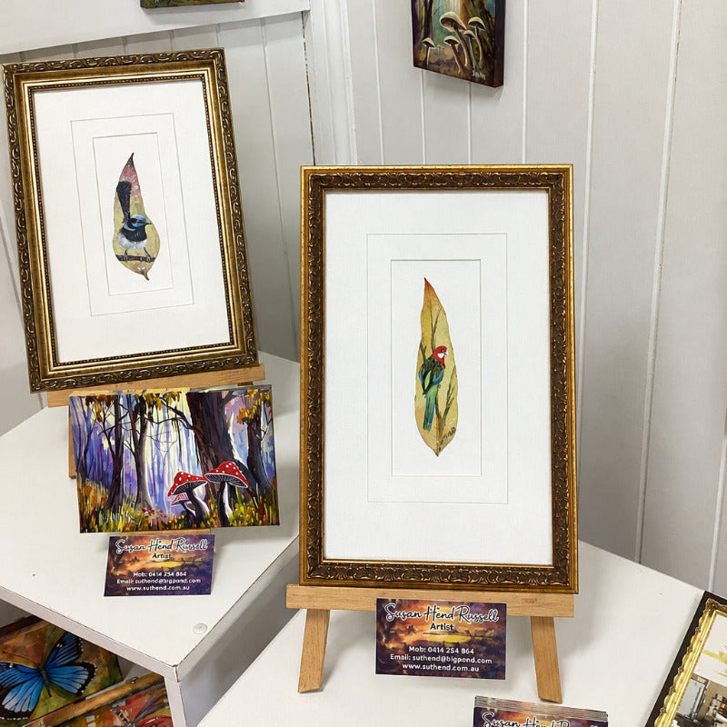 Rosella β Framed Gum Leaf Art by Susan Hend Russell-Hand Picked Imports