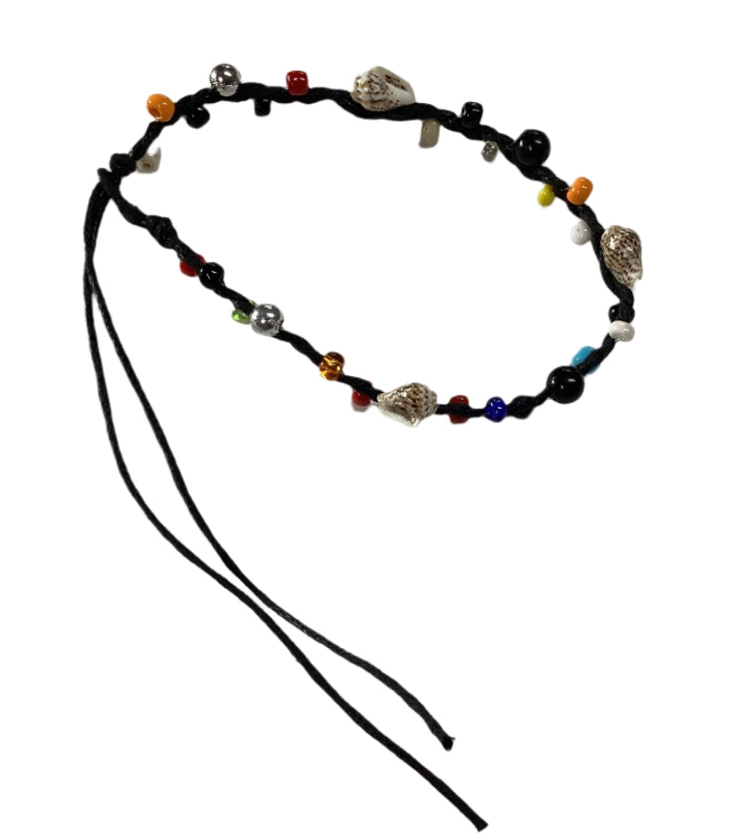 Adjustable Wax Anklet With Beads & Shells-Hand Picked Imports