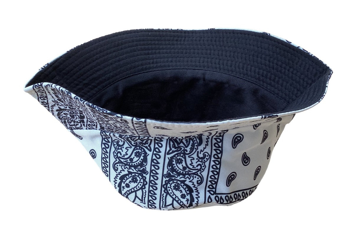 Funky Paisley Black and White Unisex Reversible Cotton Printed Festival Party Bucket Hat-Hand Picked Imports