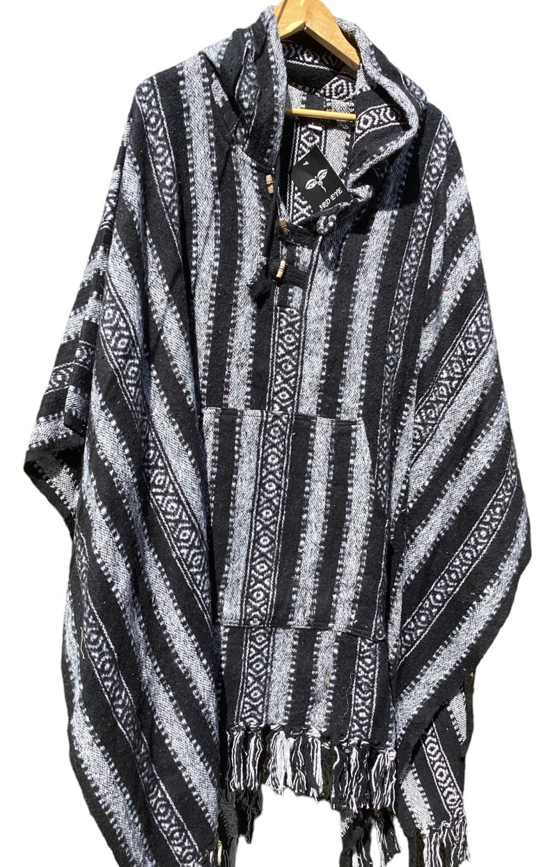 Unisex Winter Brushed Cotton Hooded Ponchos Free Size Made in Nepal-Hand Picked Imports