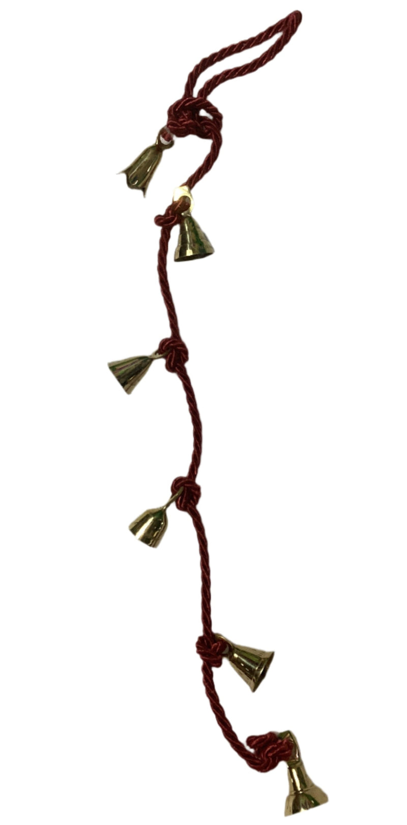 Maroon Cord with Six Brass Bells 64 cm Long-Hand Picked Imports