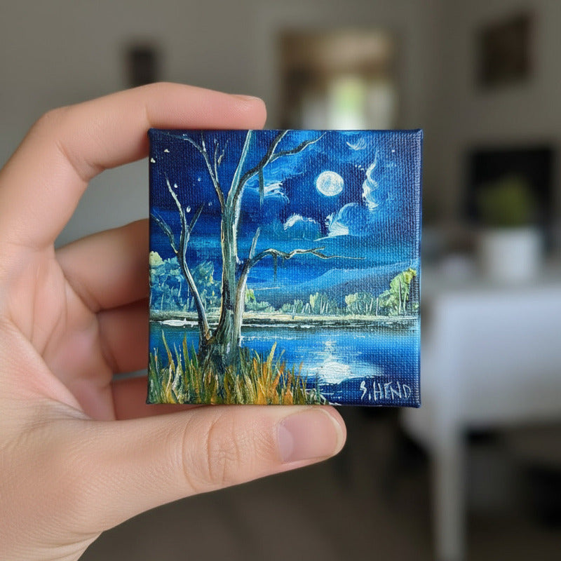 Miniature Oil Paintings on Canvases with Easel By Susan Hend Russell Size 10x10cm-Hand Picked Imports