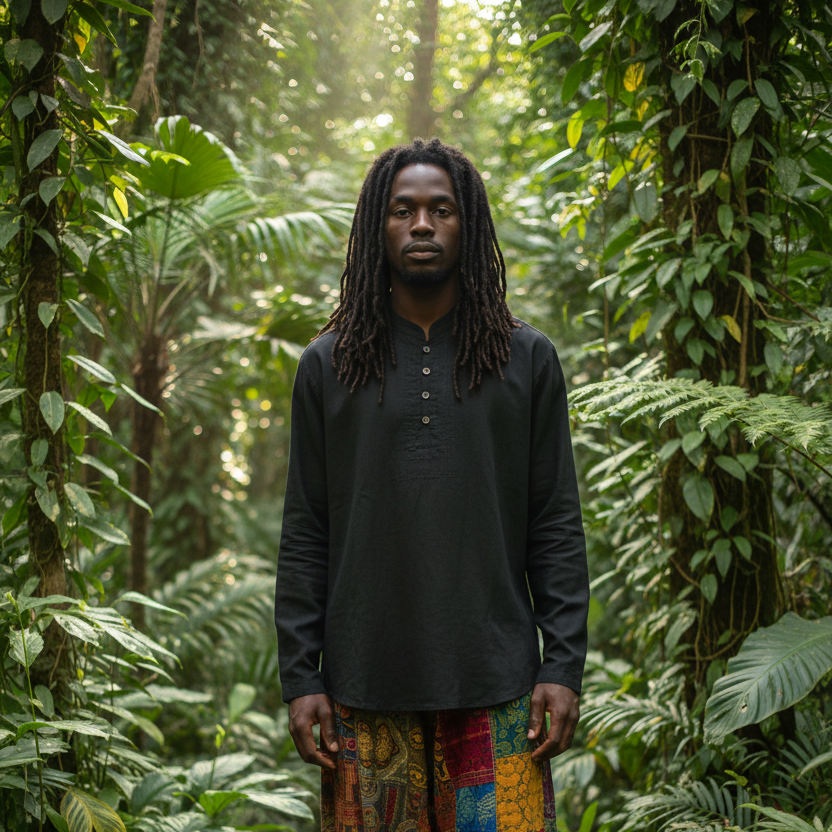 Men's Black Long Sleeve Hemp Shirt-Hand Picked Imports