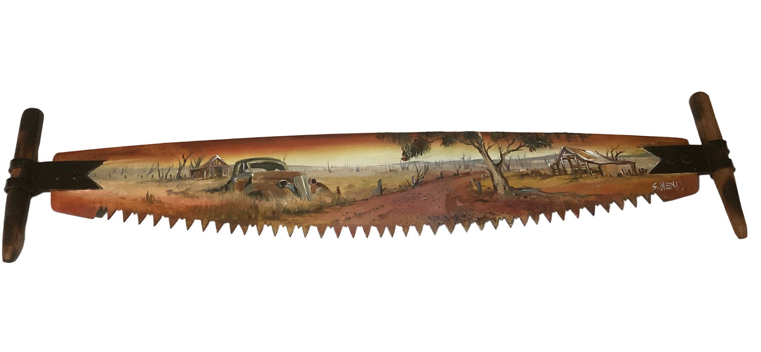 Farm Scene - Hand Painted Miniature Crosscut Saws By Artist Susan Hend Russell-Hand Picked Imports