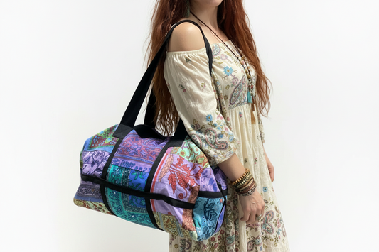 Cotton Overnight/Duffle Bag Handmade in India-Hand Picked Imports