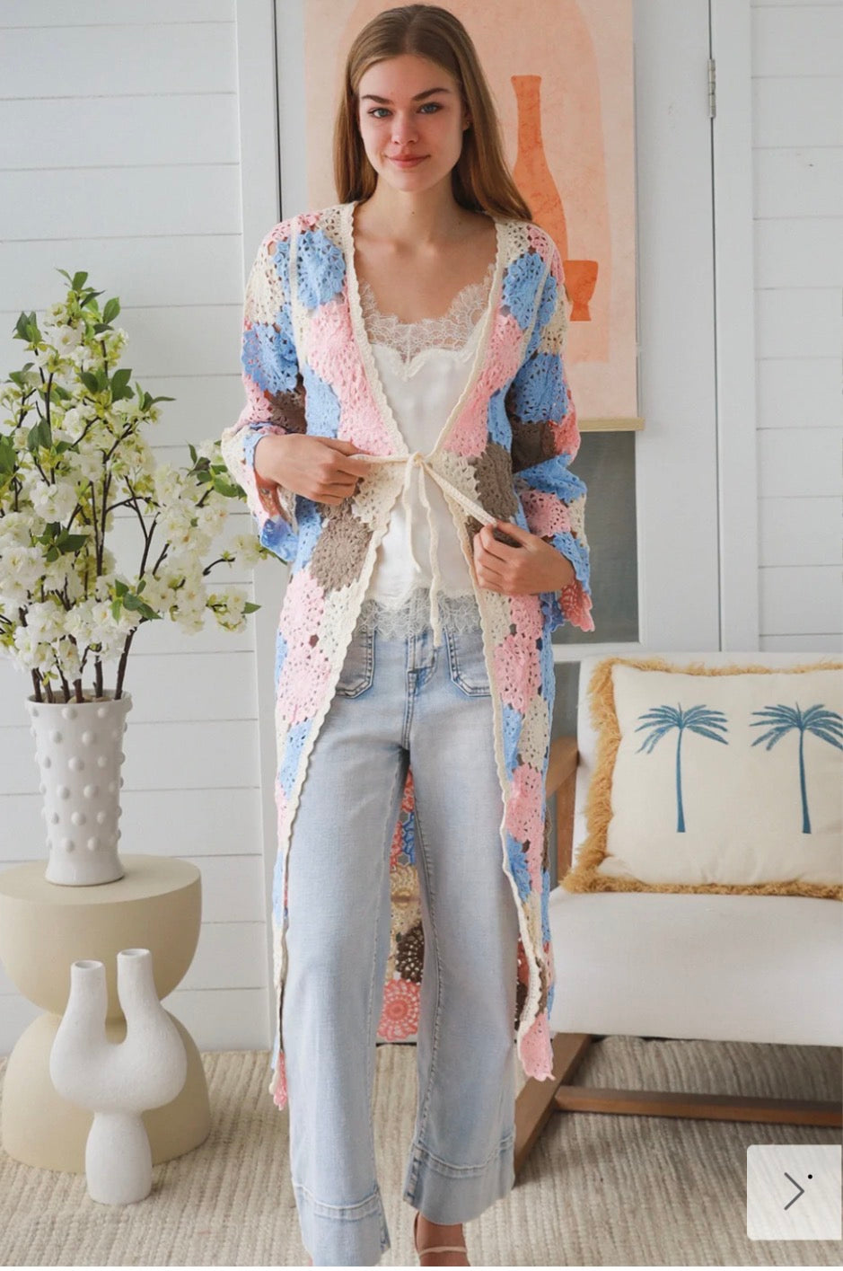 Ladies Long Stretchy Mid Season Cardigan/Kimono Size Medium-Hand Picked Imports