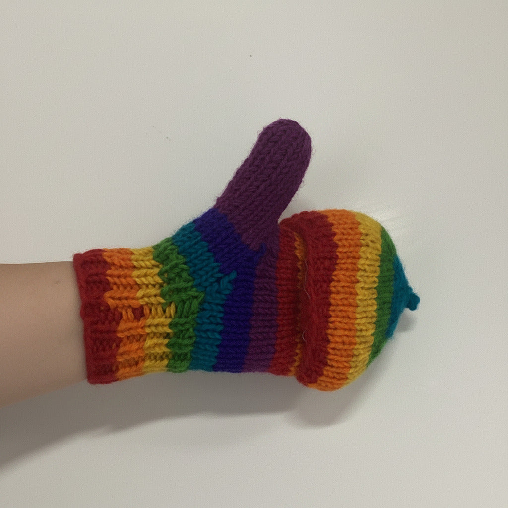 Woolen Adult Rainbow Mittens/ Gloves Handcrafted in Nepal-Hand Picked Imports