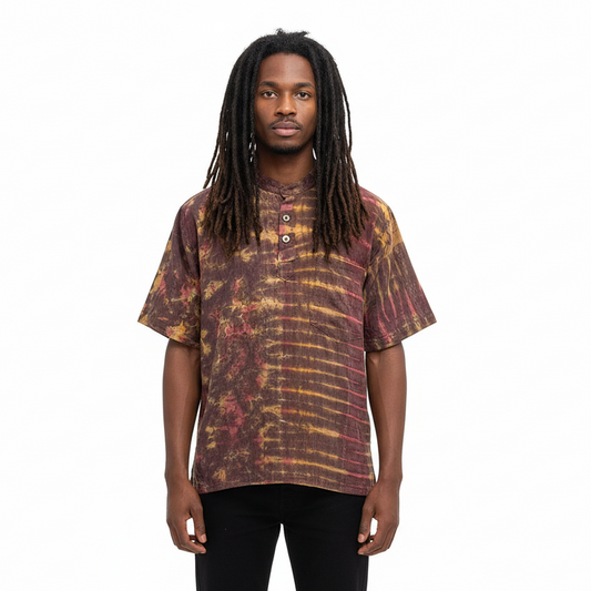 Men's Tie Dyed Short Sleeve BoHo Hippie Shirt Sizes S, M, L, X L. & 2XL-Hand Picked Imports