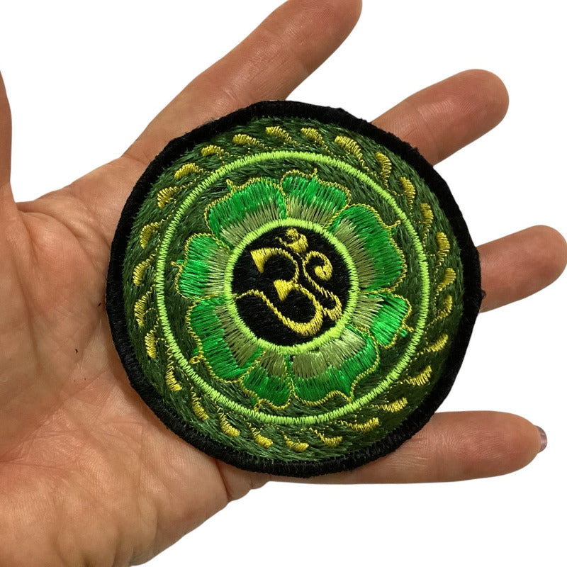 Sew on OM Hippie BoHo Festival Patches Made in Nepal 8cm-Hand Picked Imports