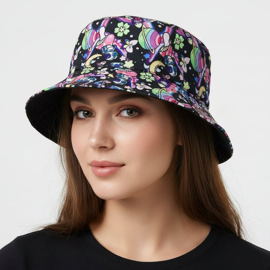 Funky Unisex Reversible Cotton Printed Trippy Festival Bucket Hat-Hand Picked Imports