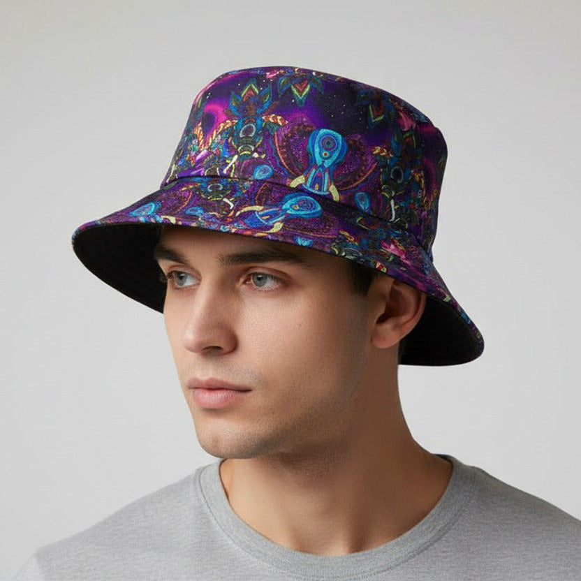 Funky Unisex Reversible Cotton Printed Trippy Festival Bucket Hat-Hand Picked Imports