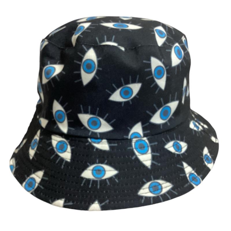 Reversible Black or Green Cotton Printed Eye of Protection Bucket Hats-Hand Picked Imports