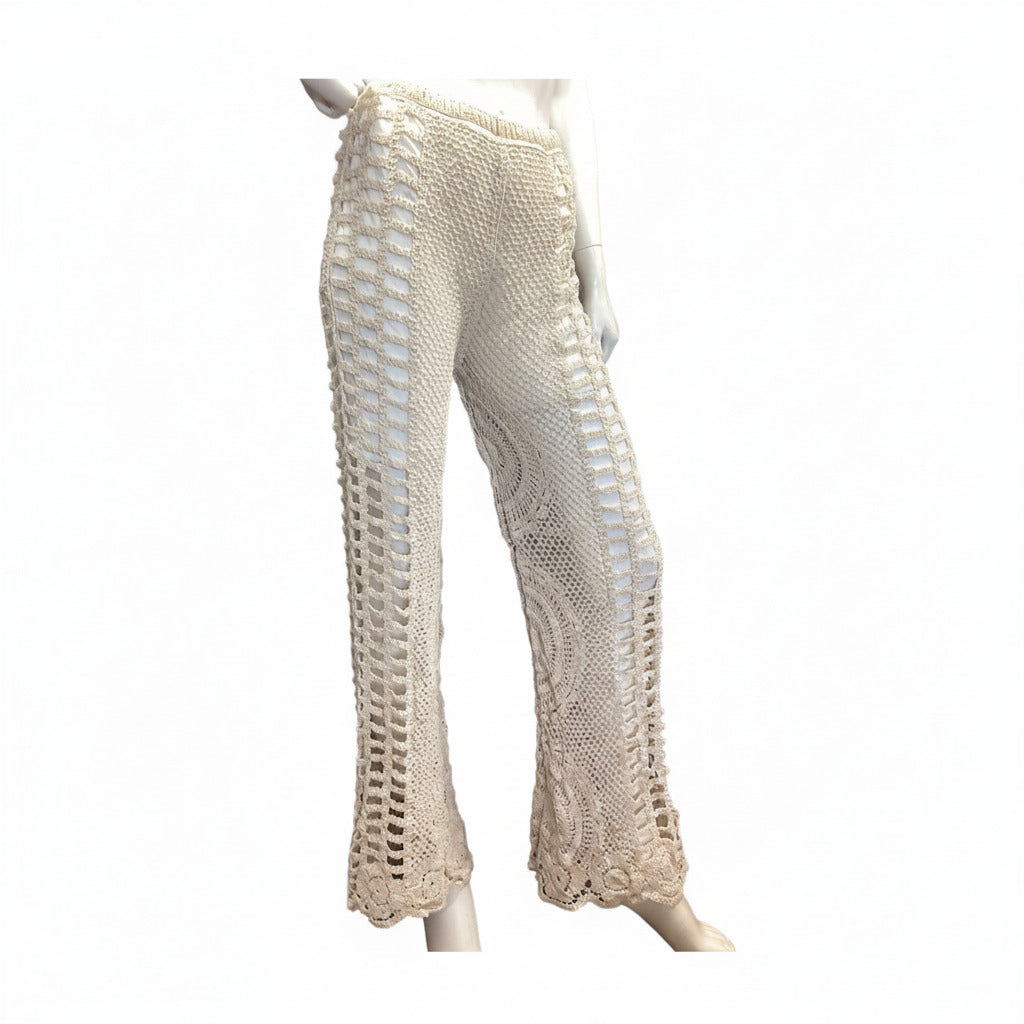 Ladies Long Cream Lace Pants Size 8 to 10-Hand Picked Imports