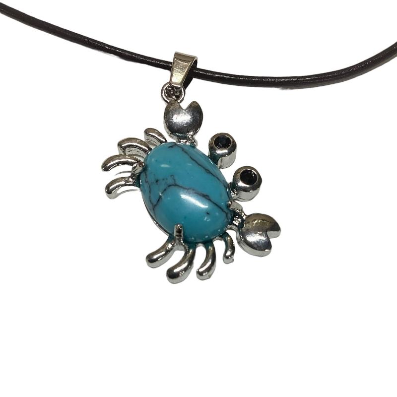 Gemstone Crystal Crab Pendant Necklace-Hand Picked Imports