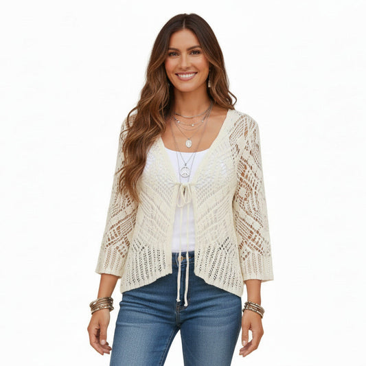 Ladies Cream Lace Top Size 8 to 12-Hand Picked Imports