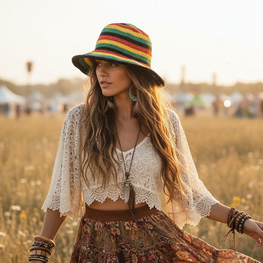Adult Rasta Festival Fishing BoHo Unisex Hippie Hat-Hand Picked Imports