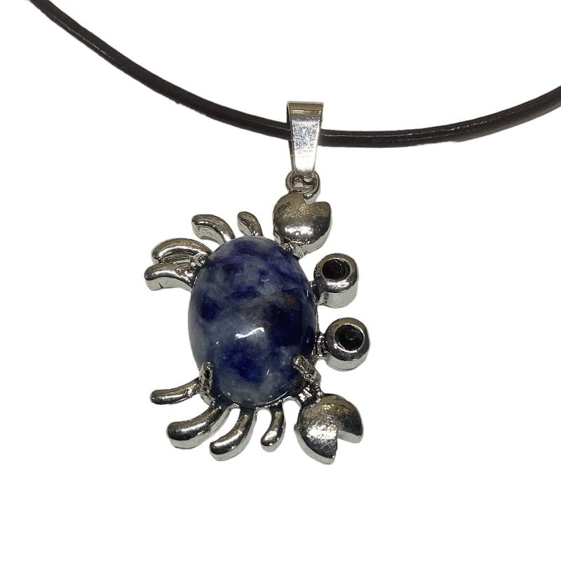 Gemstone Crystal Crab Pendant Necklace-Hand Picked Imports