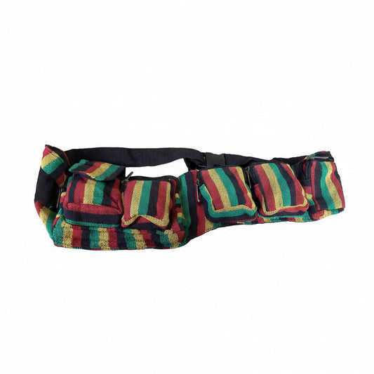 Rasta Adjustable Money Belt with 6 Zip up pockets one Velcro pocket-Hand Picked Imports
