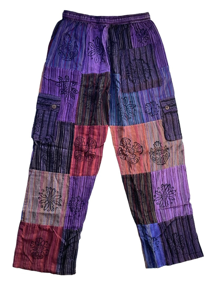 Men's/ Unisex Patchwork Purple Cargo Pants Size Large-Hand Picked Imports