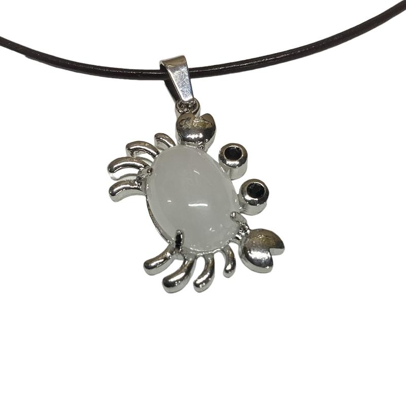 Gemstone Crystal Crab Pendant Necklace-Hand Picked Imports