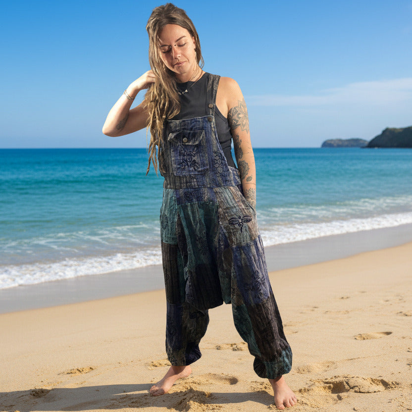 Patchwork Hippie Festival Aladdin Overalls From Nepal Size Small/Medium-Hand Picked Imports